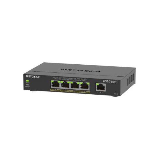 NETGEAR 5-Port Gigabit Ethernet High-Power PoE+ Plus Switch NETGEAR 5-Port Gigabit Ethernet High-Power PoE+ Plus Switch