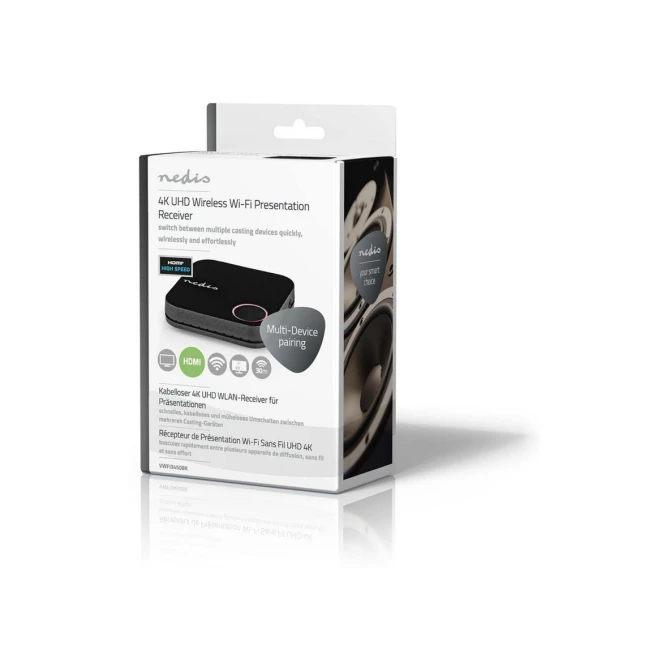 Nedis VWFI3450BK | Draadloze HDMI-ontvanger | 4K Ondersteuning | Wi-Fi | Zwart