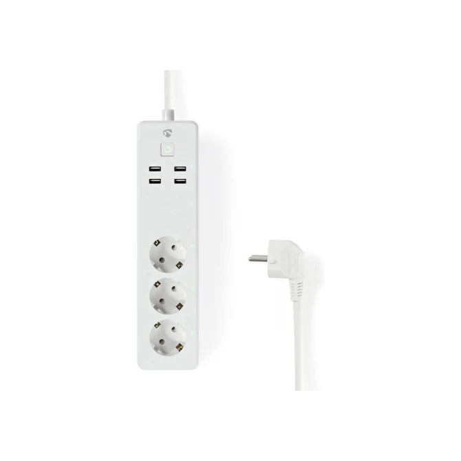 Nedis | Wi-Fi Slimme Stekkerdoos | 4 Stopcontacten | 2 USB-poorten | Wit