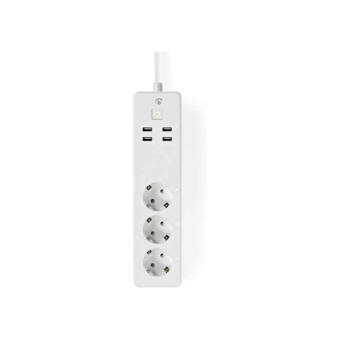 Nedis | Wi-Fi Slimme Stekkerdoos | 4 Stopcontacten | 2 USB-poorten | Wit