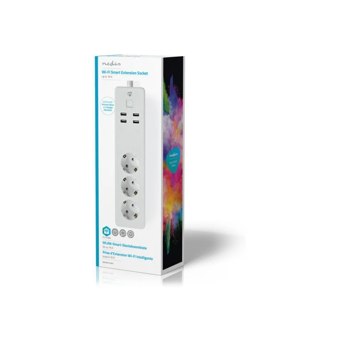 Nedis | Wi-Fi Slimme Stekkerdoos | 4 Stopcontacten | 2 USB-poorten | Wit