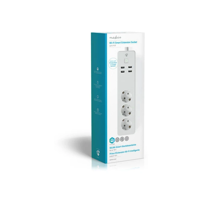 Nedis | Wi-Fi Slimme Stekkerdoos | 4 Stopcontacten | 2 USB-poorten | Wit