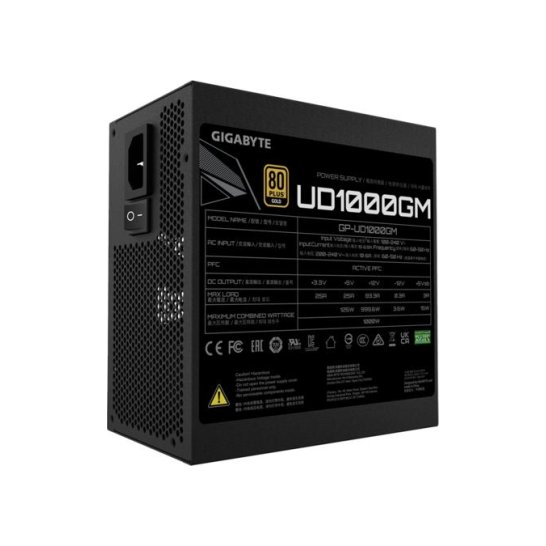 PSU Gigabyte 1000W 20+4 pin ATX Zwart PSU Gigabyte 1000W 20+4 pin ATX Zwart