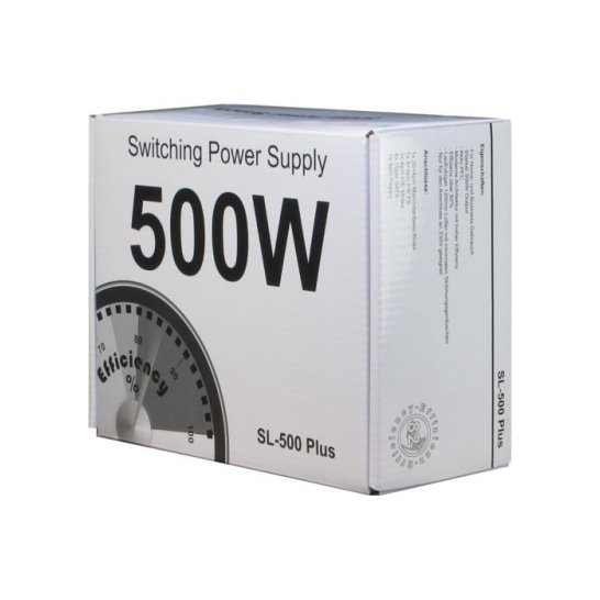 PSU Inter-Tech SL-500 500W 20+4 pin ATX Zilver PSU Inter-Tech SL-500 500W 20+4 pin ATX Zilver