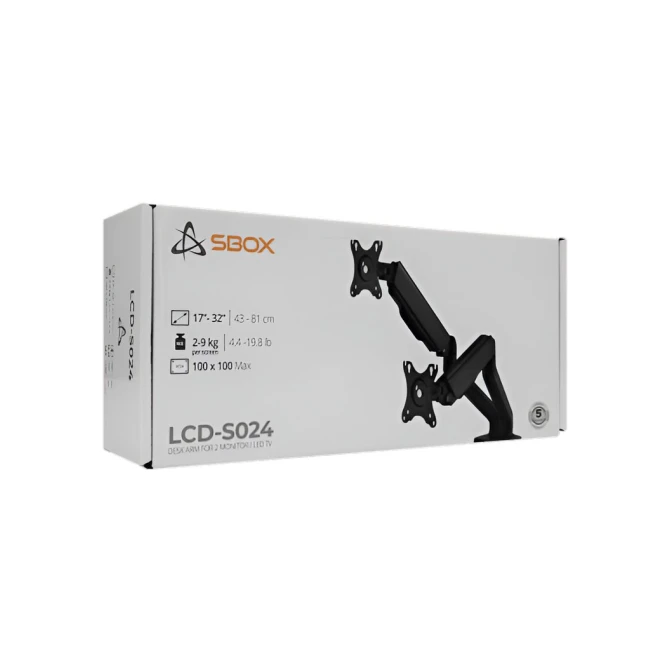 SBOX Flex LCD-S024-2 | Verstelbare Monitor-bureaubeugel | Tot 32