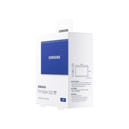 SSD EXT. Samsung T7 2 TB Blauw SSD EXT. Samsung T7 2 TB Blauw