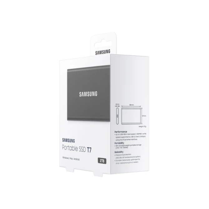 SSD EXT. Samsung Portable T7 2TB Grijs
