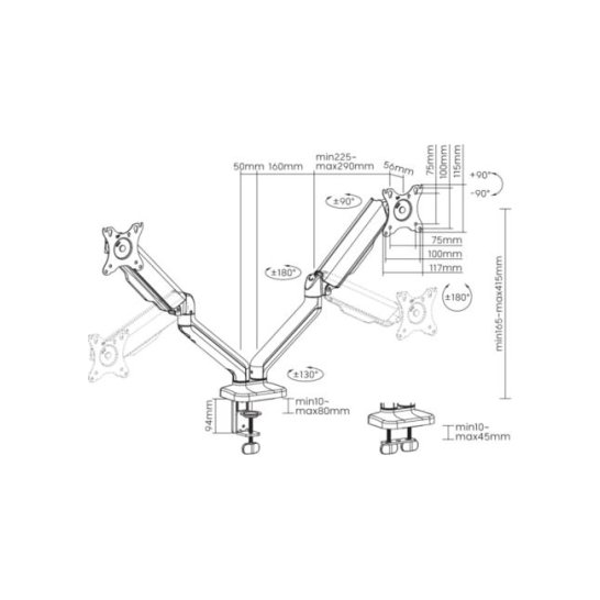 Sbox Desktop ARM FLEX 17-32Inch Vesa 2X 75x75-100x100 2X 9KG Sbox Desktop ARM FLEX 17-32Inch Vesa 2X 75x75-100x100 2X 9KG