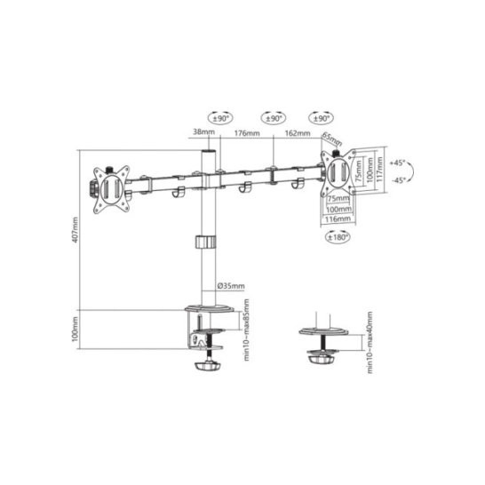 Sbox Desktop DUAL ARM 17-32Inch Vesa 2X 75x75-100x100 2X 9KG Sbox Desktop DUAL ARM 17-32Inch Vesa 2X 75x75-100x100 2X 9KG