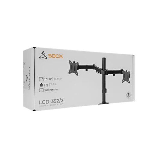 Sbox Desktop DUAL ARM 17-32Inch Vesa 2X 75x75-100x100 2X 9KG Sbox Desktop DUAL ARM 17-32Inch Vesa 2X 75x75-100x100 2X 9KG