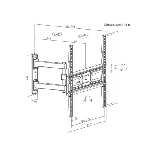 Sbox Muurbeugel 32-55 Inch Vesa 100x100-400x400 35KG Max Sbox Muurbeugel 32-55 Inch Vesa 100x100-400x400 35KG Max
