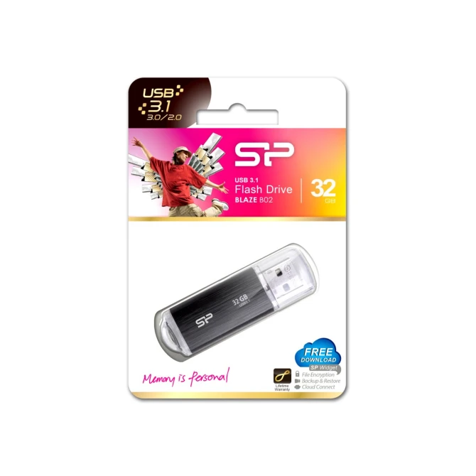 USB Silicon Power 32GB Blaze B02 USB 3.0 flashdrive Zwart