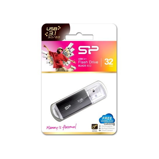 USB Silicon Power 32GB Blaze B02 USB 3.0 flashdrive Zwart