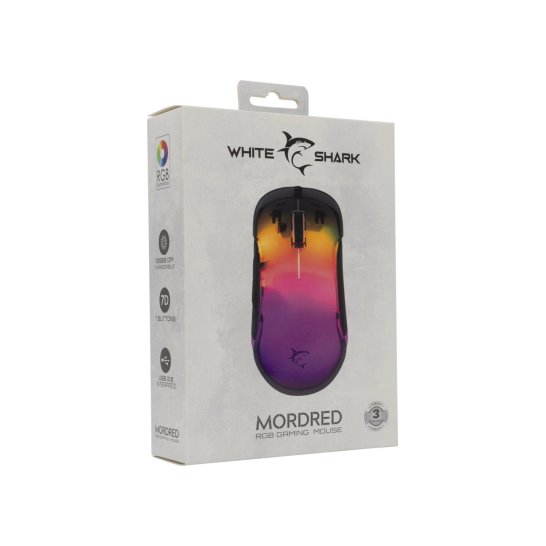 WHITE SHARK MORDRED-B 825 CHIPSET RGB LIGHTNING 12800 DPI WHITE SHARK MORDRED-B 825 CHIPSET RGB LIGHTNING 12800 DPI
