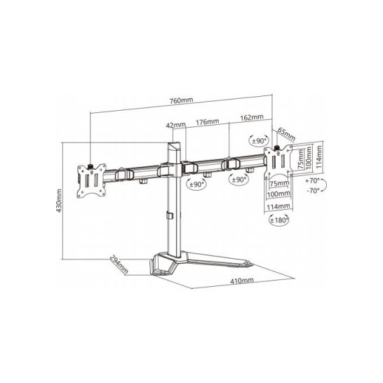 White Shark Dual Monitor Stand 17-32Inch Vesa 100x100 75x75 White Shark Dual Monitor Stand 17-32Inch Vesa 100x100 75x75
