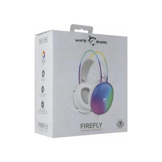 White Shark RGB illumination FIREFLY Headset White + Microph White Shark RGB illumination FIREFLY Headset White + Microph