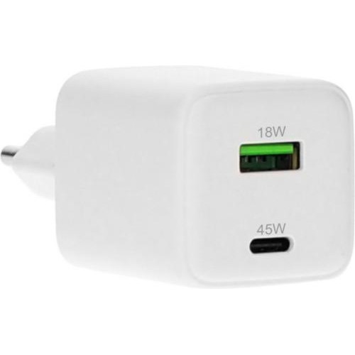 Mobiparts GaN Wall Charger USB-C/USB-A3.0/QC 45W White