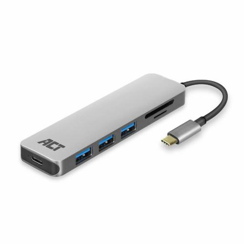 ACT AC7050 3-Poorts USB-C 3.2 Gen1 (USB 3.0) Hub met kaartle