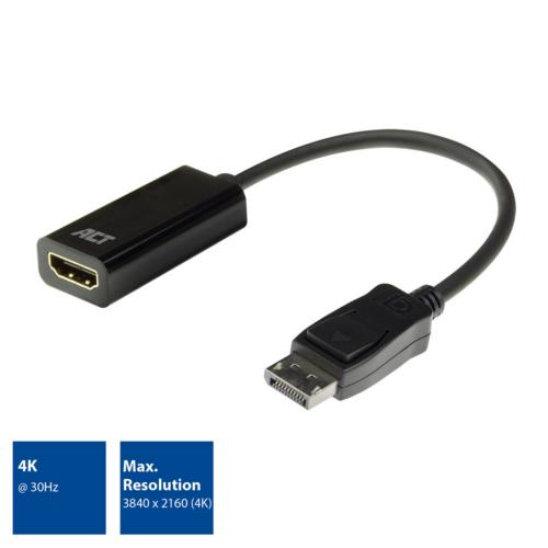 ACT DisplayPort naar HDMI female adapter, 4K, 0.15M